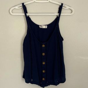 Hollister, spaghetti strap, button up design, crop top, Navy Blue, size XS